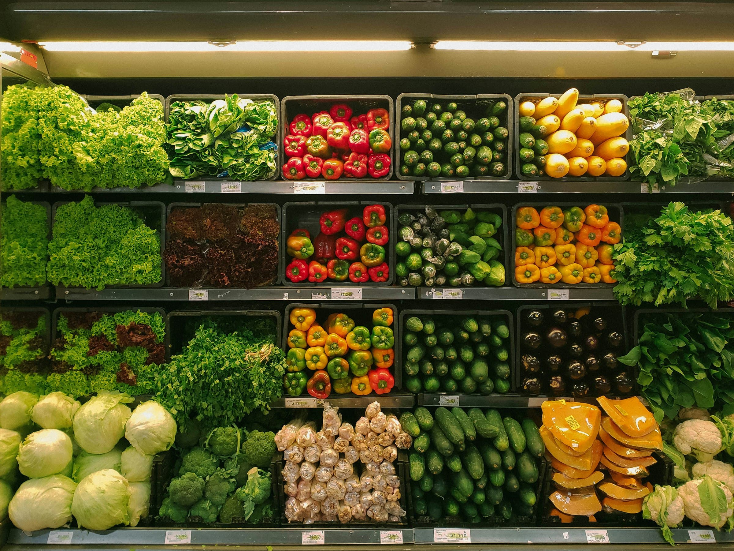 Fresh produce displayed at a farmer's market stall